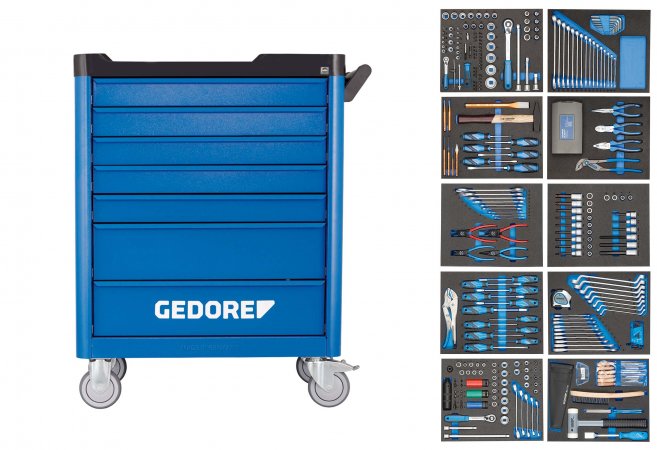 GEDORE BLUE WSL-L-TS Dílenský vozík na nářadí workster smartline se sortimentem nářadí v modulech CT WSL-L-TS-308 2980347