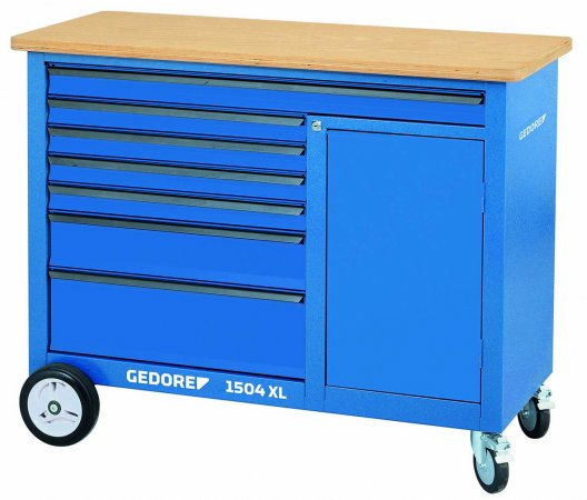 GEDORE BLUE 1504 XL Pojízdný pracovní stůl s velkou šířkou se 7 zásuvkami 1504 XL 1988468