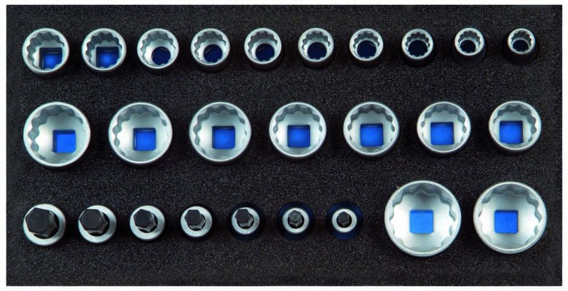 GEDORE BLUE 1500 CT1-D 19 Sada nástrčných hlavic 1/2", UD profil v 1/3 modulu Check Tool EI-1500 CT1-19 L 2322323