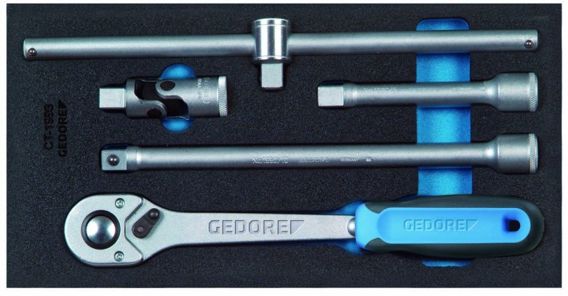 GEDORE BLUE 1500 CT1-1993 T Sada ráčny 1/2" s příslušenstvím v 1/3 modulu Check Tool 1500 CT1-1993 T 2309106