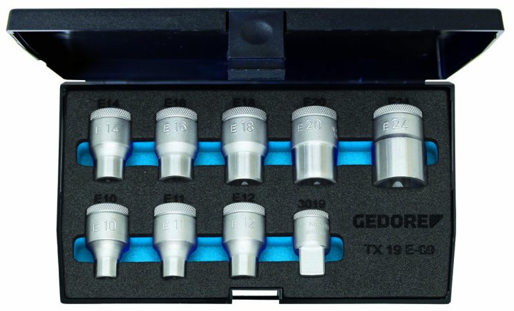 GEDORE BLUE TX 19 E-09 Sada nástrčkových klíčů 1/2" 9 kusů TX 19 E-09 6265970