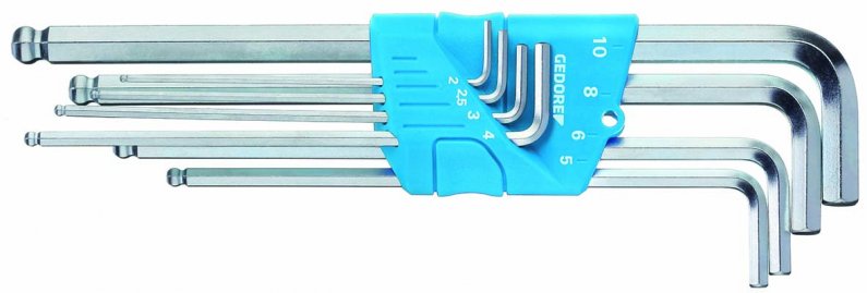 GEDORE BLUE H 42 KEL-88 Sada INBUS klíčů pro šrouby s vnitřním šestihranem, velmi dlouhé, s kulovou hlavou H 42 KEL-88 1523988