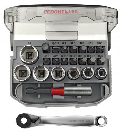 GEDORE RED R49005023 Sada bitů s ráčnou 1/4" s adaptérem Bit-Fix compact 23dílná R49005023 3300026